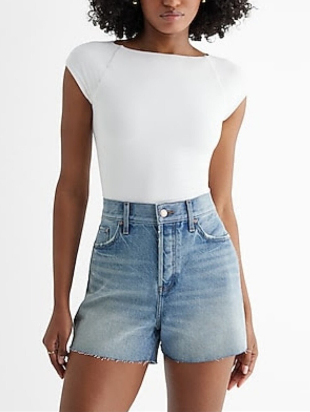 Express Super High-Rise Rigid Denim Shorts